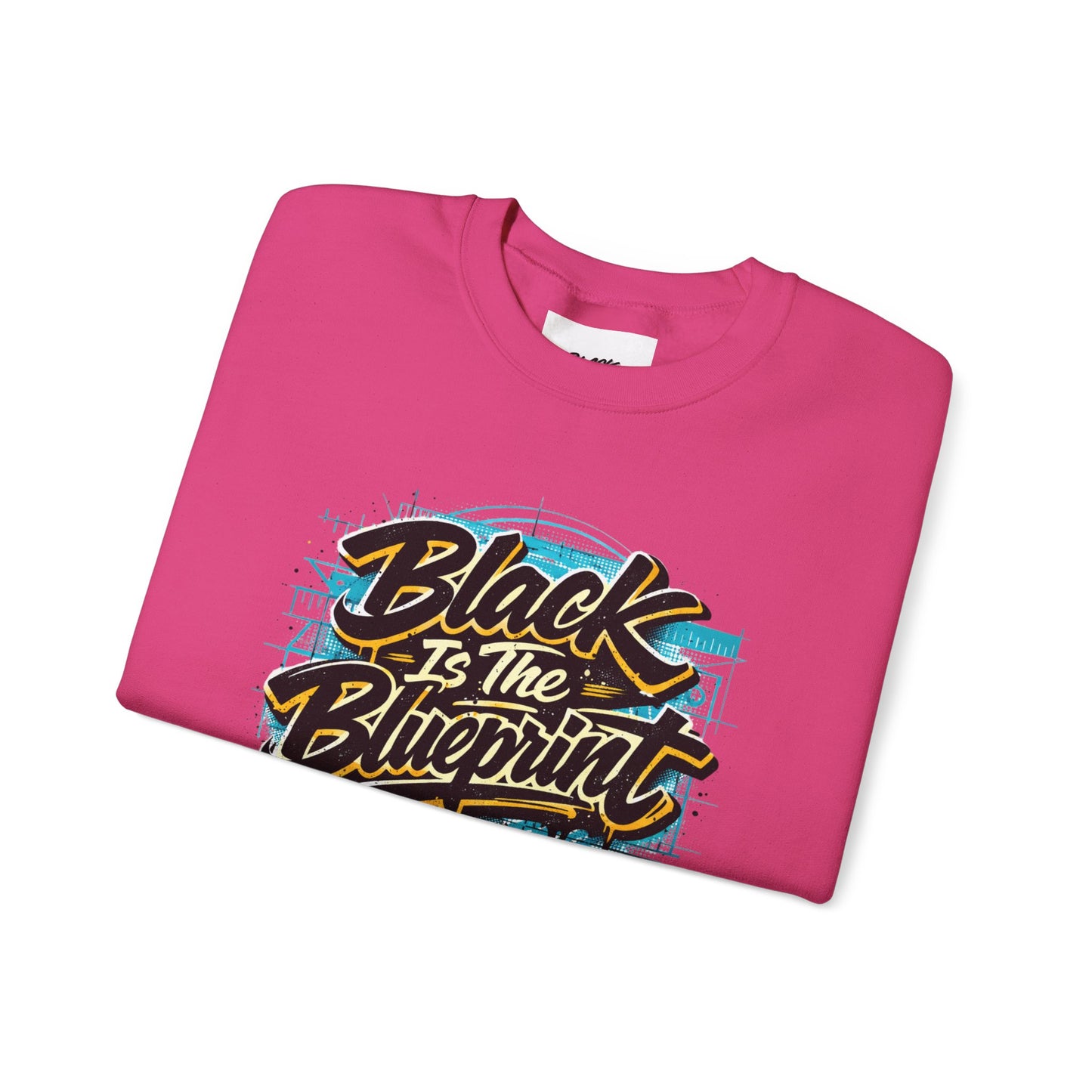 Black Is The Blueprint Crewneck Sweatshirt — Graffiti-Style Streetwear
