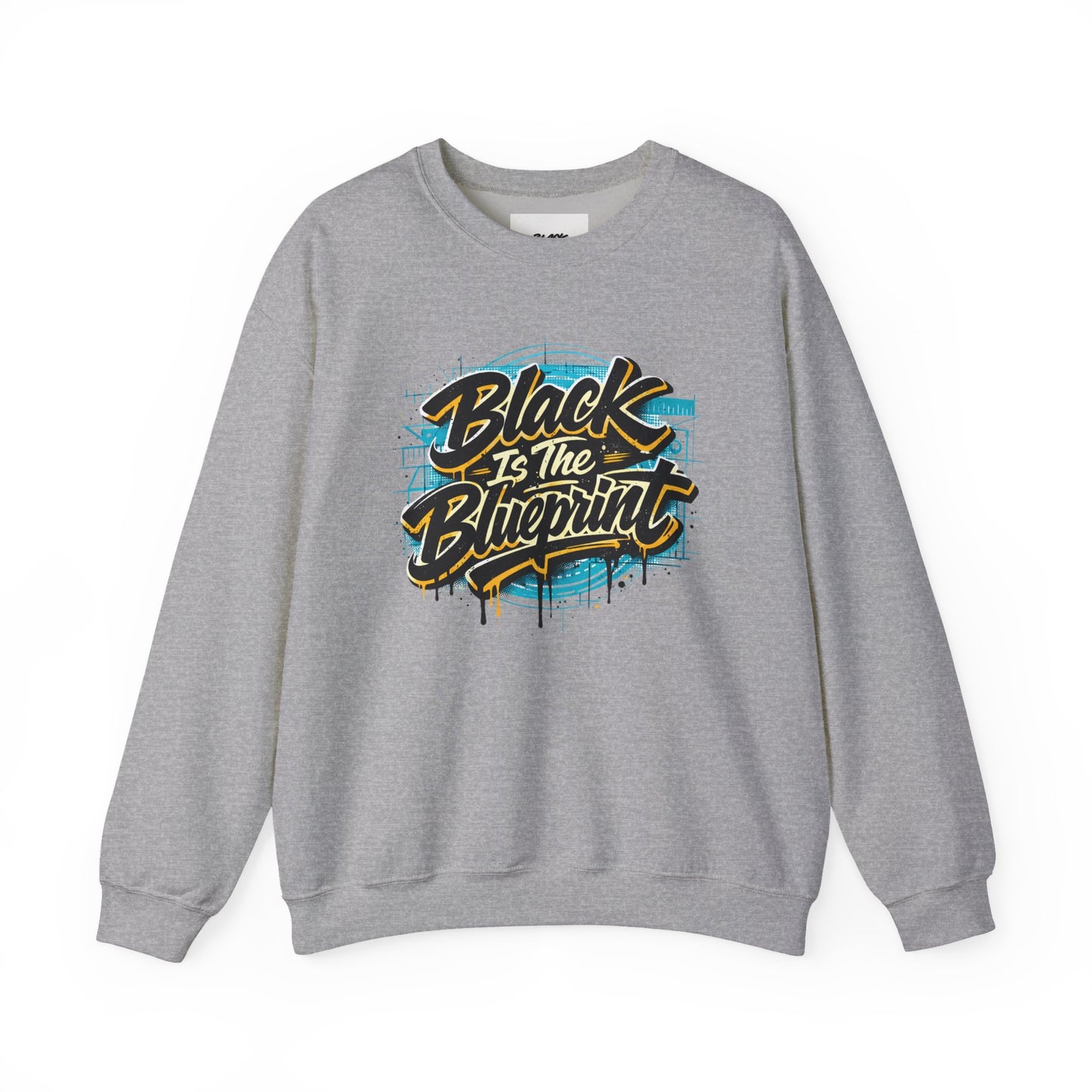 Black Is The Blueprint Crewneck Sweatshirt — Graffiti-Style Streetwear