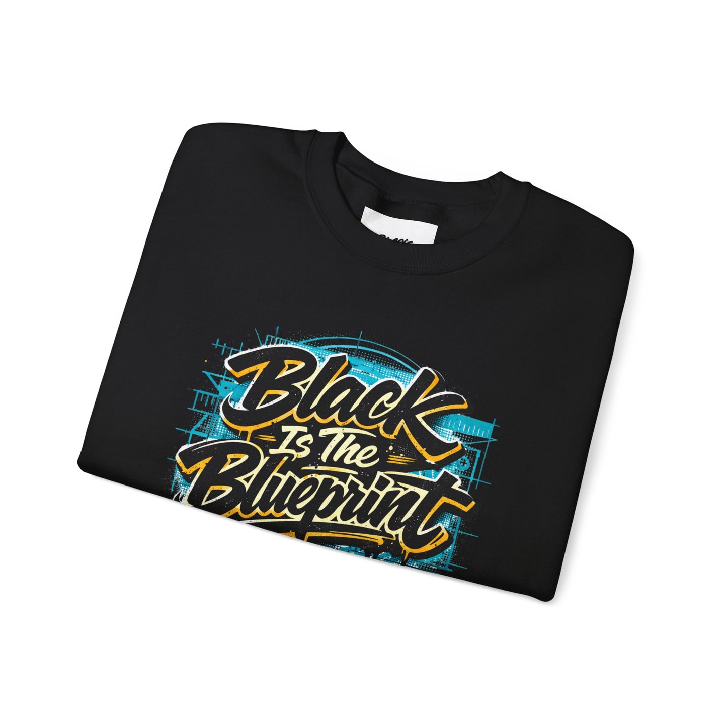 Black Is The Blueprint Crewneck Sweatshirt — Graffiti-Style Streetwear