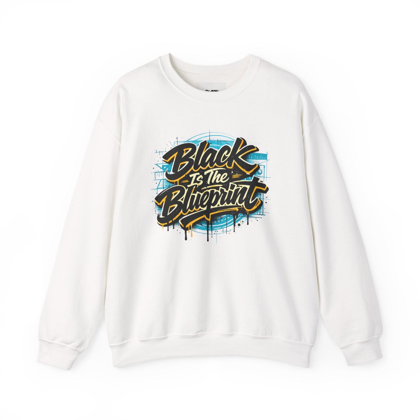 Black Is The Blueprint Crewneck Sweatshirt — Graffiti-Style Streetwear