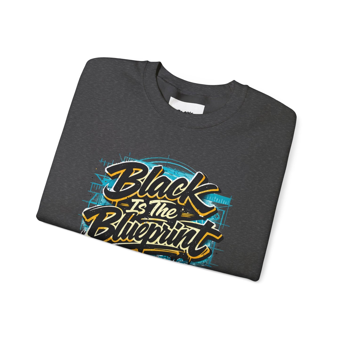 Black Is The Blueprint Crewneck Sweatshirt — Graffiti-Style Streetwear
