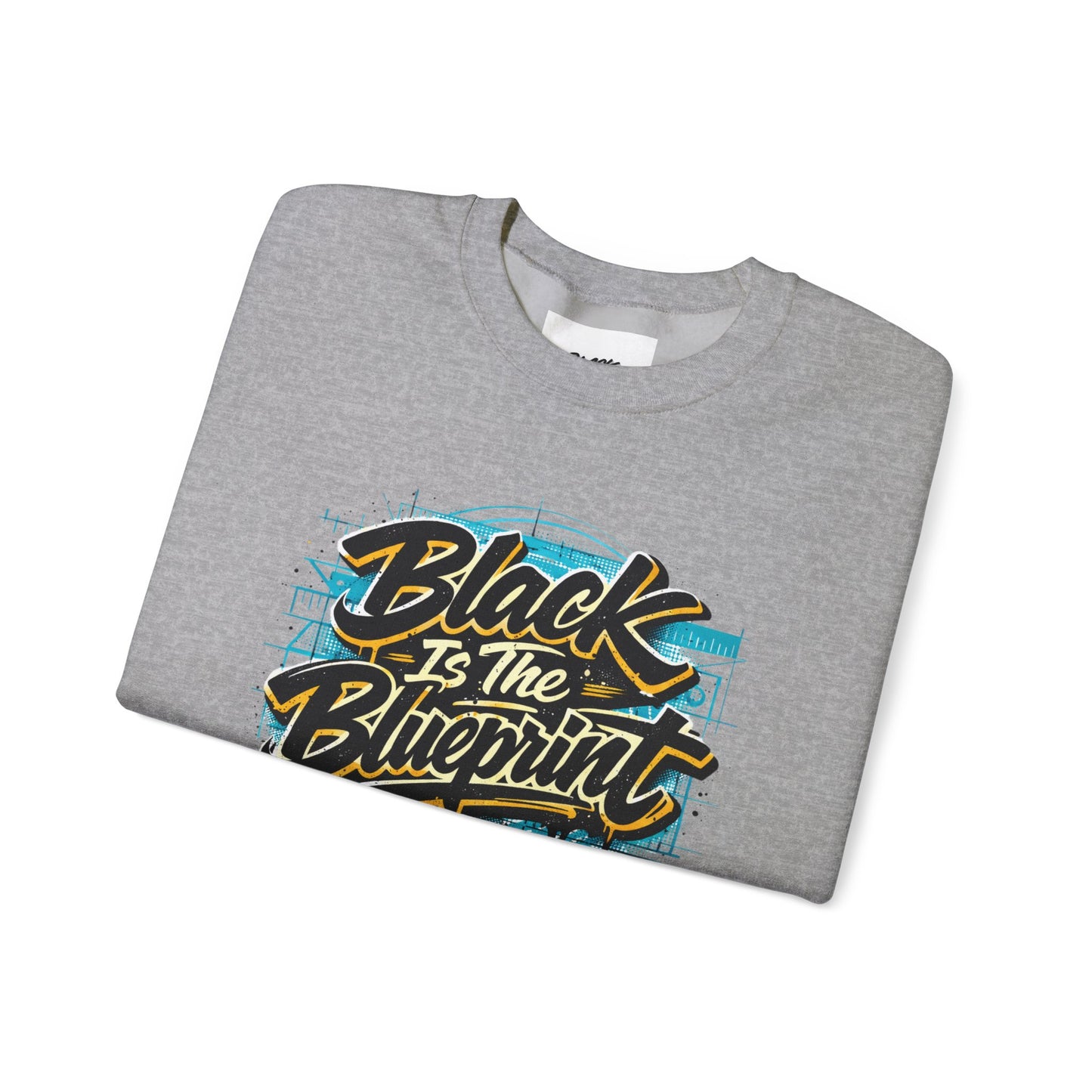 Black Is The Blueprint Crewneck Sweatshirt — Graffiti-Style Streetwear