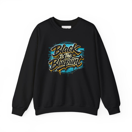 Black Is The Blueprint Crewneck Sweatshirt — Graffiti-Style Streetwear
