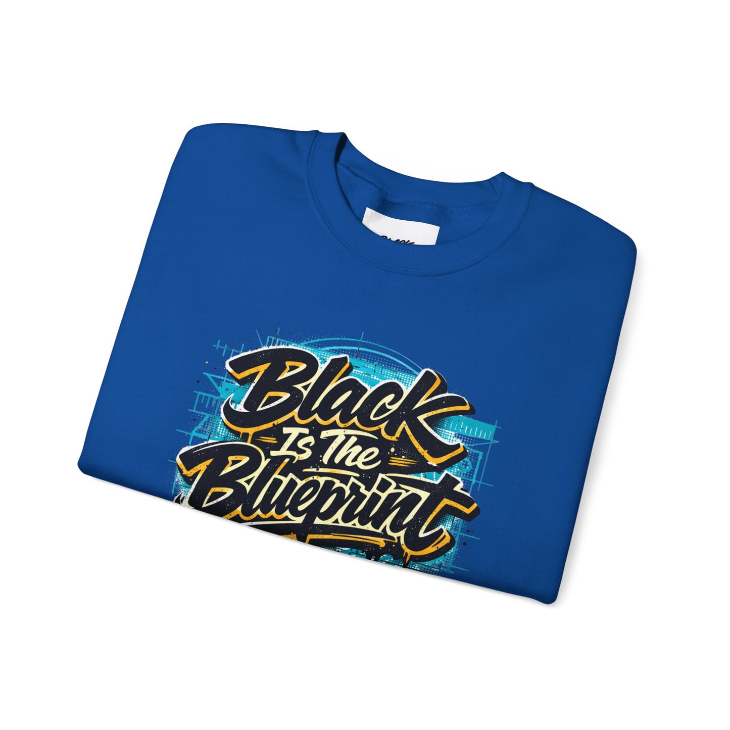 Black Is The Blueprint Crewneck Sweatshirt — Graffiti-Style Streetwear